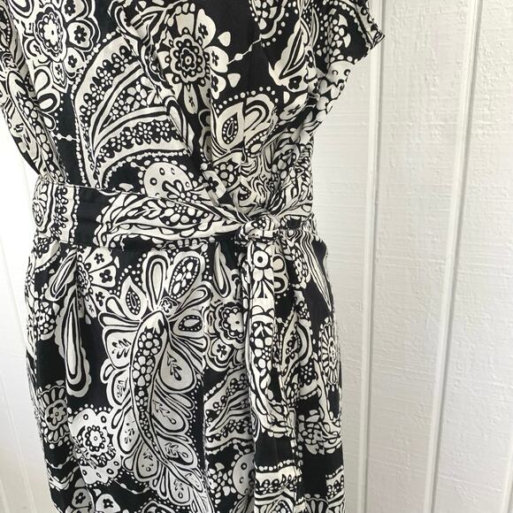 Tommy Hilfiger Wrap Mini Dress Short Sleeve Paisley Black Lightweight Casual XL - Picture 3 of 7